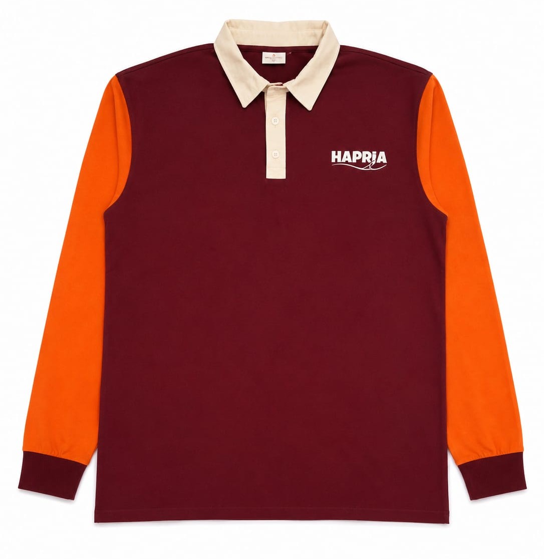 Happita Rugby Polo – Burgundy & Orange